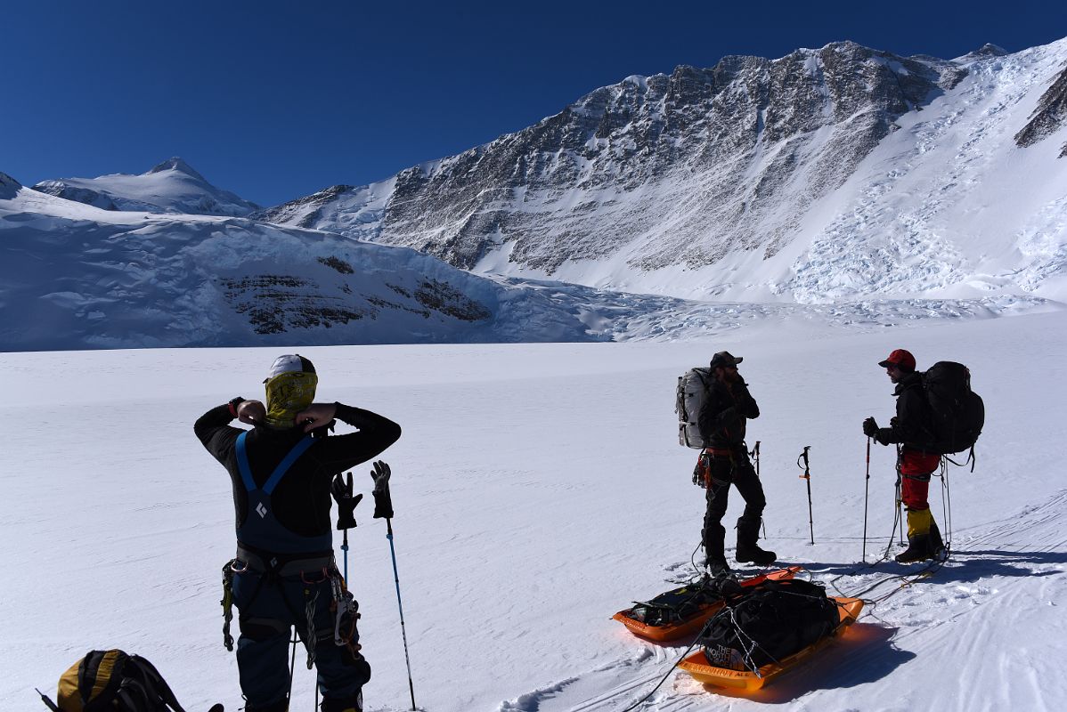 05B We Take A Rest Break With Mount Shinn, Branscomb Peak, Mount Vinson Above Climbing From Mount Vinson Base Camp To Low Camp